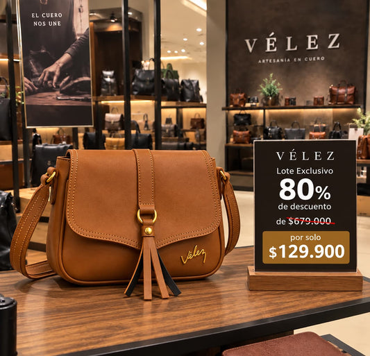 Bolso Carriel Vélez Siena de Cuero Premium – Lote Exclusivo con 80% de Descuento