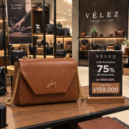 Bolso Vélez Bowling™ de Cuero Premium y Cadena Dorada - Lote Exclusivo con 75% de Descuento